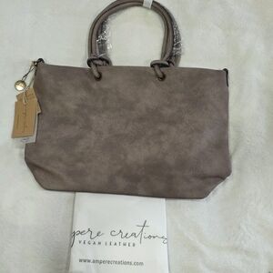 Ampere Vegan Leather Stone Color Tote Crossbody Shoulder Computer College  Bag